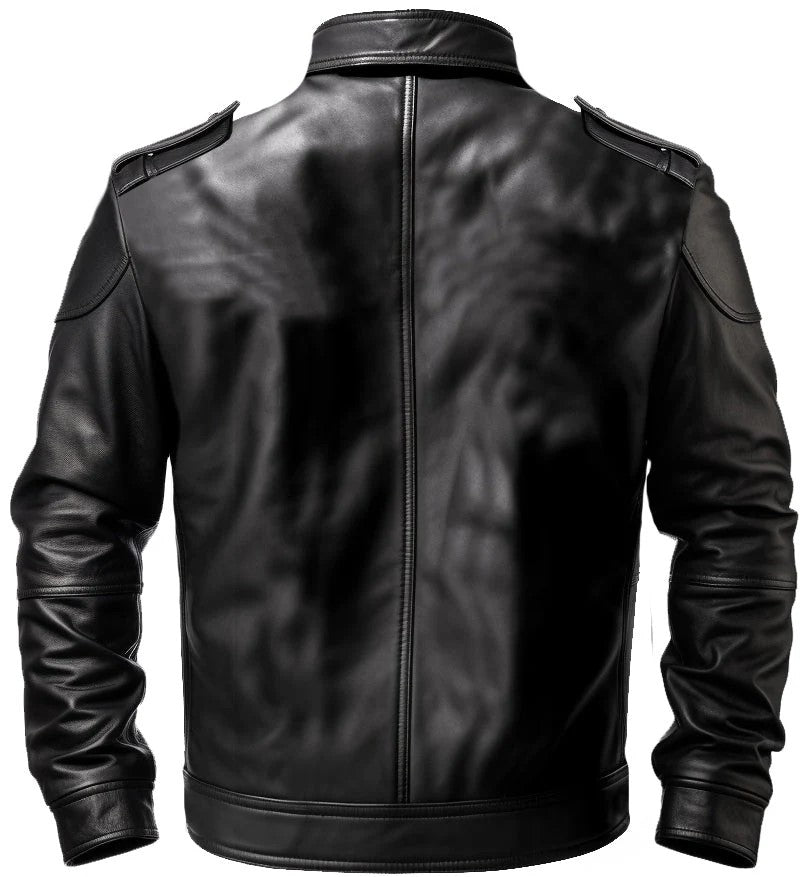 Black Leather Bomber Jacket Men