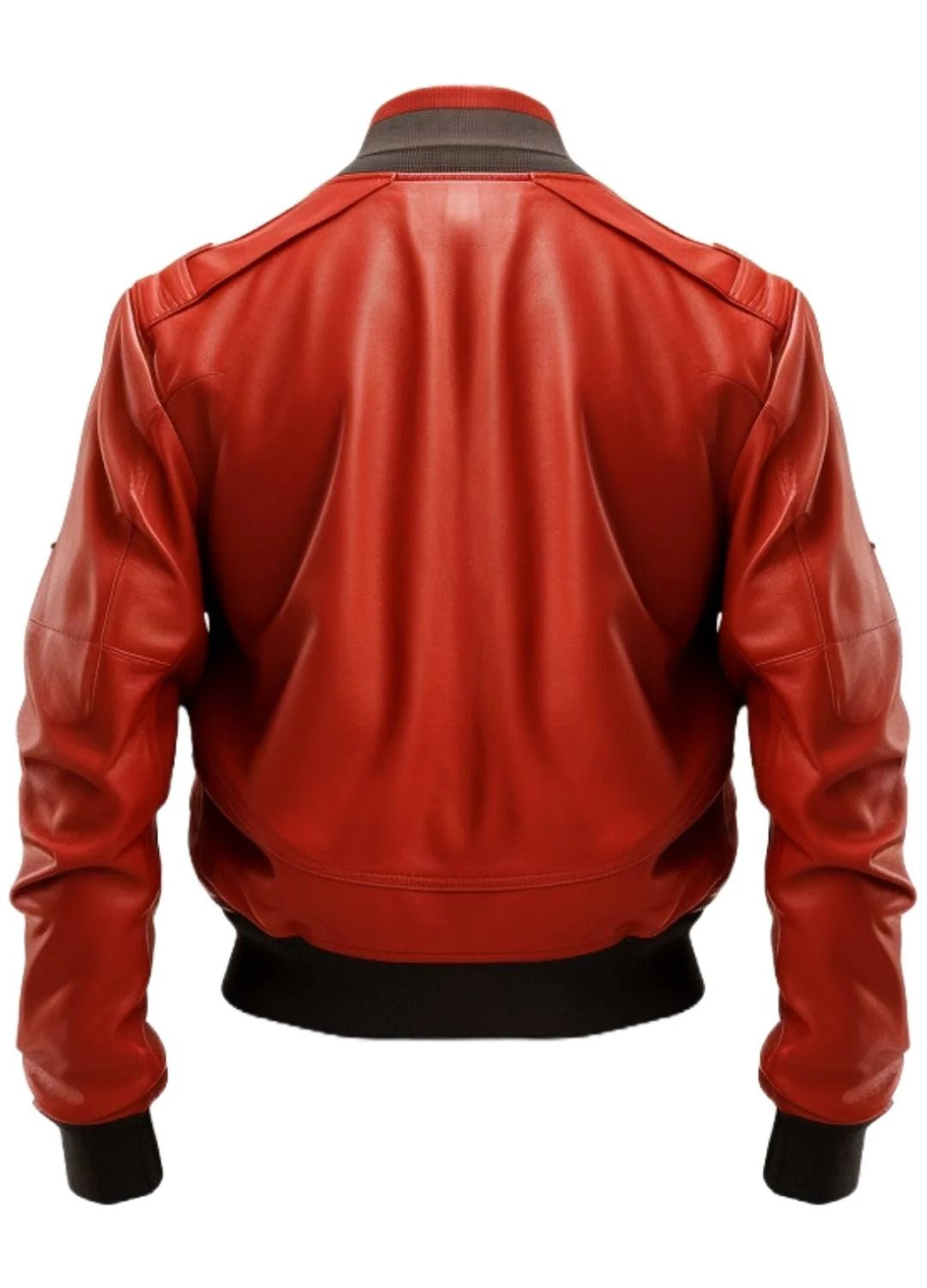 Men Red Leather Bomber Jacket