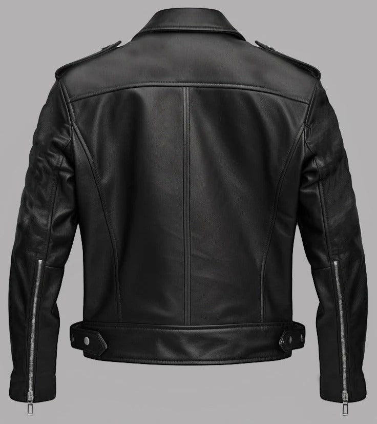 Men Boulevard Black Biker Leather Jacket