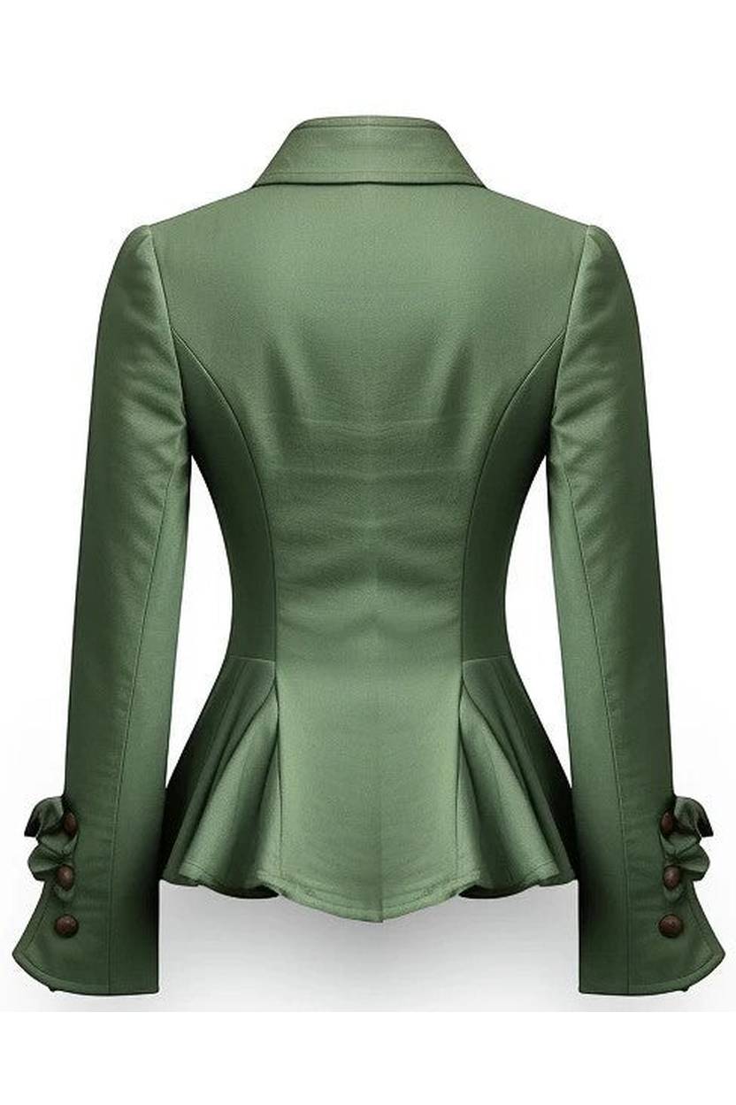 Tailored Peplum Cotton Jacket With Button Detail