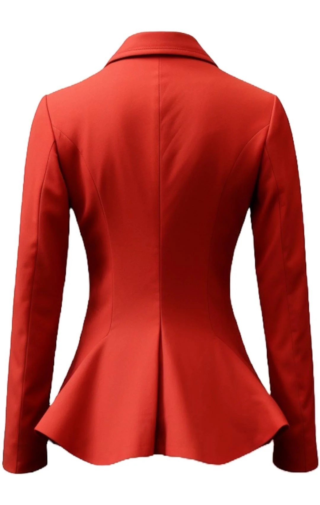 Tailored Peplum Jacket - Women Red Cotton Coat