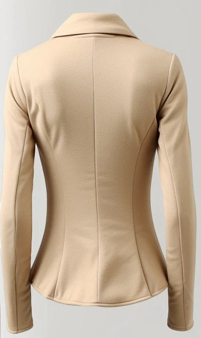 Scarlett Stitch Double Breasted Peplum Blazer - Women Cotton Beige Jacket