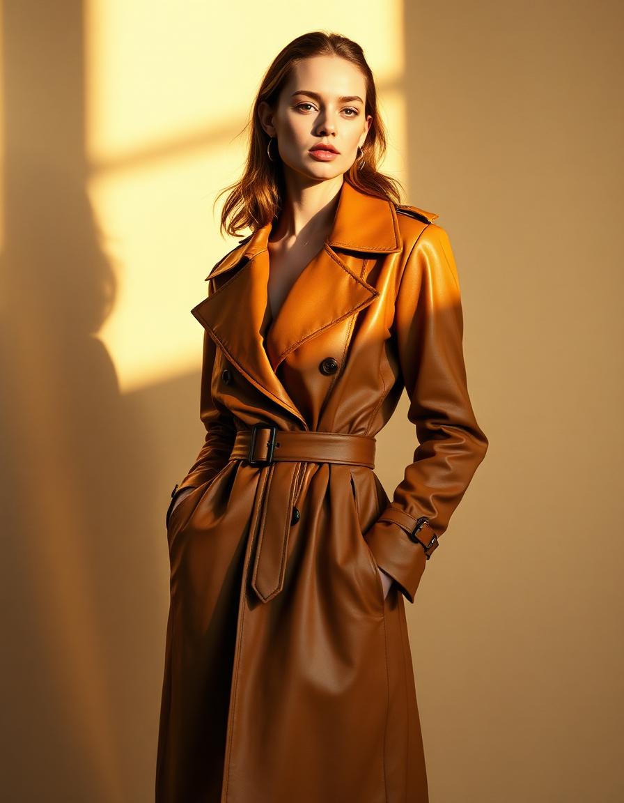 Amber Leather Trench