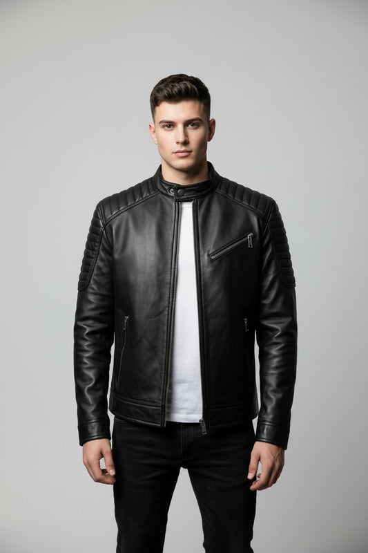 Mens Premium Leather Motorcycle Jacket
