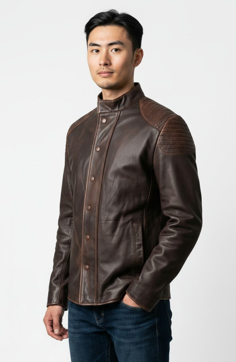 Daniel Brown Distressed Leather Jacket