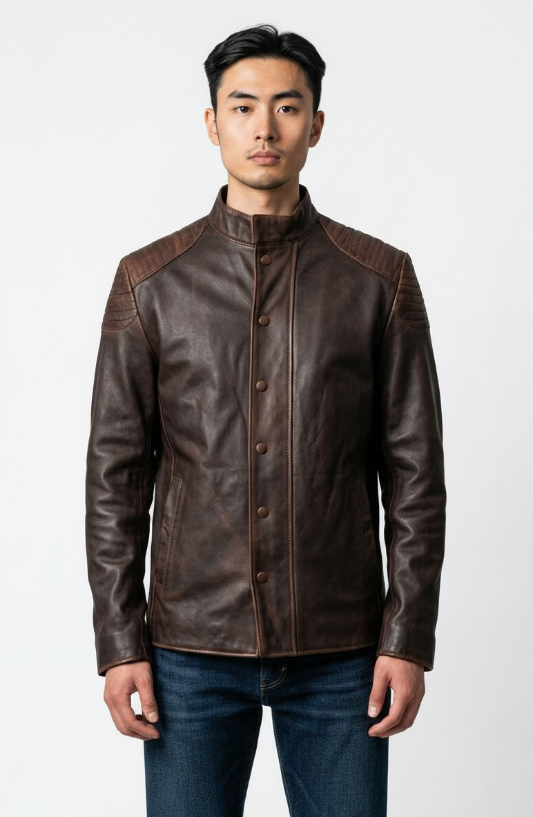 Daniel Brown Distressed Leather Jacket