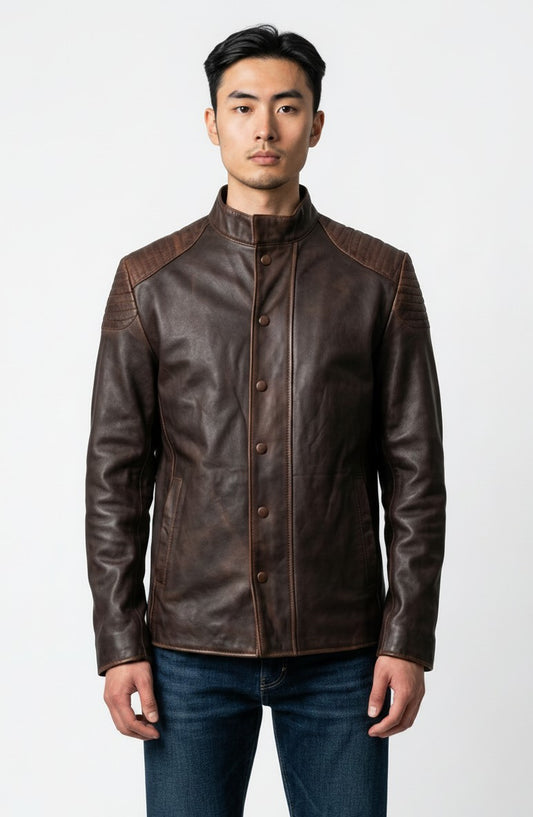 Daniel Brown Distressed Leather Jacket