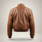 Men Brown Bomber Leather Jacket - Brown Bomber Leather Jacket