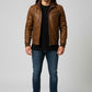Men Distressed Brown Hooded Leather Jacket