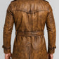 Men Distressed Brown Prestige Leather Trench Coat