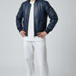 Men Flight Bomber Blue Leather Jacket - Bomber Leather Jacket