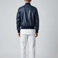Men Flight Bomber Blue Leather Jacket - Bomber Leather Jacket
