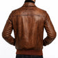Men Vintage Distressed Brown Bomber Leather Jacket