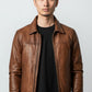 Men Vintage Distressed Brown Bomber Leather Jacket