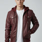 Men Classic Maroon Designer Biker Leather Jacket