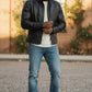 Men Hooded Leather Jacket - Hooded Black Leather Jacket