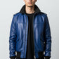 Blue Bomber Leather Jacket