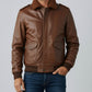 Aviator 90's Distressed Men Bomber Vintage Leather Jacket - Distressed Brown Bomber Jacket