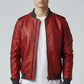 Men Stylish Red Bomber Leather Jacket