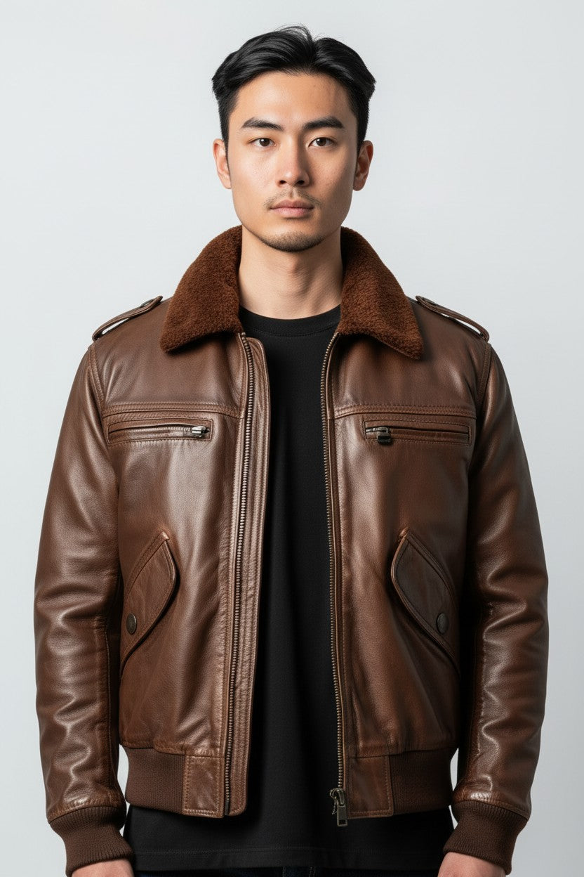 70's Vintage Brown Leather Jacket