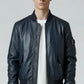 Men Flight Bomber Blue Leather Jacket - Bomber Leather Jacket
