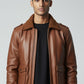 Men Aviator Brown Leather Jacket - Men Leather Jacket Brown