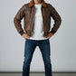 Aviator G1 Distressed Men Bomber Leather Jacket - Brown