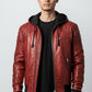 Men Stylish Hooded Leather Jacket