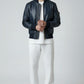 Men Flight Bomber Blue Leather Jacket - Bomber Leather Jacket
