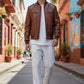 Vintage Brown Genuine Leather Bomber Jacket