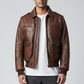 Brown Leather Jacket - Upper Body Crop