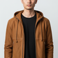 Camel Brown Suede Hooded Jacket - Cropped