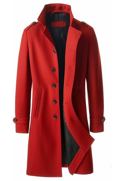 Men Stylish Red Wool Coat