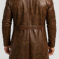 Men Brown Distressed Leather Trench Coat