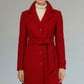 Scarlett Stitch Belted Wool Blend Coat - Elegant Belted Winter Long Coat