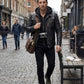 New Men's Motorcycle Brando Style Biker Real Leather Detachable Hoodie Jacket - Black