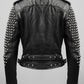 Men Black Leather Jacket - Black Biker Studded Jacket