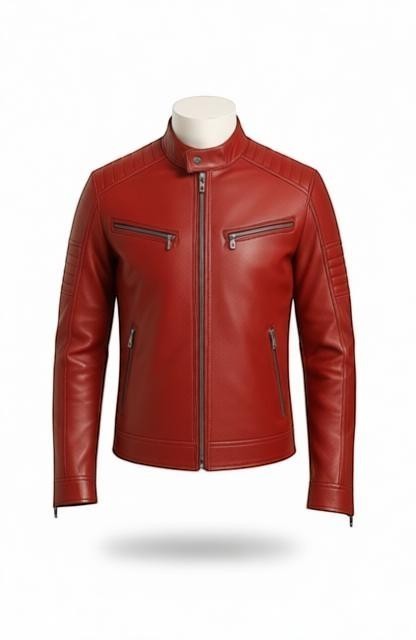 Men Jack Red Biker Leather Jacket