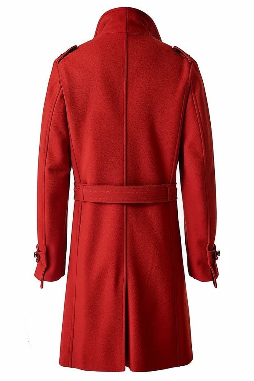 Men Stylish Red Wool Coat