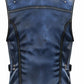 Men Blue Distressed Leather Vest