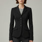 Scarlett Stitch black tailored equestrian-style blazer with button cuffs and flap pockets.
