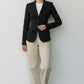 Scarlett Stitch black fitted tailored equestrian style blazer jacket with button details and flap pockets.