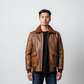Flight Bomber Jacket - Aviator Flight Bomber Leather Jacket Vintage Brown