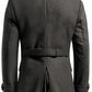 Scarlett Stitch men's charcoal grey wool blend peacoat with herringbone weave, double-breasted closure, and epaulet details.