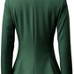 Scarlett Stitch women's forest green tailored blazer jacket with single-button closure and sharp lapels.